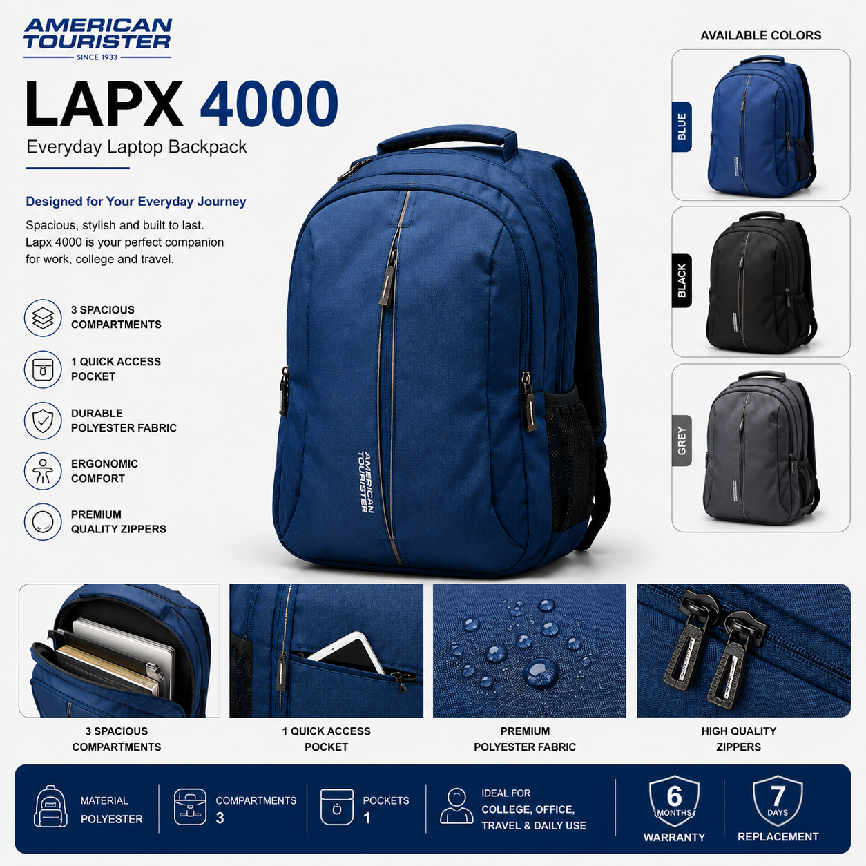 American Tourister LAPX 4000 – Everyday Laptop Backpack - Image 5