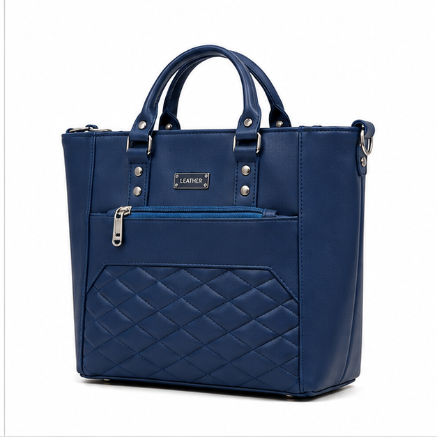 Premium Quilted Synthetic Leather Handbag – 2 Compartment - Image 2