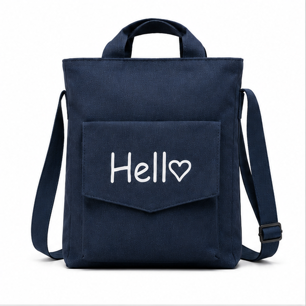 Premium Polyester Canvas Crossbody Tote Bag – 2 Compartment